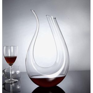 Glazen Decanteer Karaf 1.5L | Wijn | Kristal glas | Whisky Accessoires | Luxe karaf | Handgemaakt | Wijn Accessoires | Decanteerkaraf | U-vorm | Glazen Decanteren | Wijnkaraffen | Decanteerde |