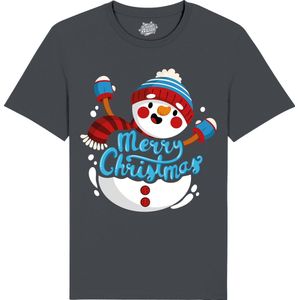 Sneeuwman - Foute kersttrui kerstcadeau - Dames / Heren / Unisex Kleding - Grappige Kerst, Oud en Nieuw en winter Outfit - T-Shirt - Unisex - Mouse Grijs - Maat XXL