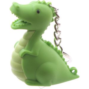 Sleutelhanger - Dinosaurus Groen - LED Licht & Geluid - 10x5x2,5cm