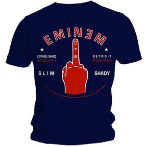 Eminem - Detroit Finger Heren T-shirt - M - Blauw