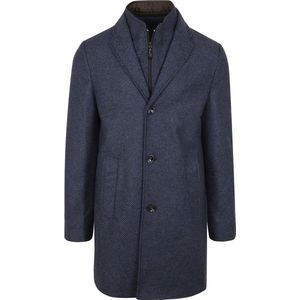 Suitable - K150 Coat Wol Blend Ruit Donkerblauw - Heren - Maat 46 - Modern-fit