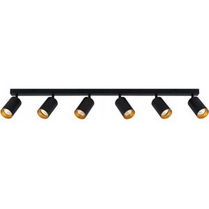 LvT - LED plafondspot mat zwart goud - 6 verstelbare spots - GU10 aansluiting