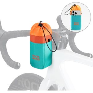 ROCKBROS Flessenhouder, bidonhouder, stuurtas met geïsoleerde aluminiumfolie en schouderriem, fietstas voor waterfleshouder, bekerhouder zonder schroeven, e-bike MTB