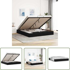 The Living Store Ottoman bedframe zonder matras 160x200 cm fluweel zwart - Ottoman Bed - Tweepersoons Bed - Bed Frame - Hoofdbord - Opslagonderdeel