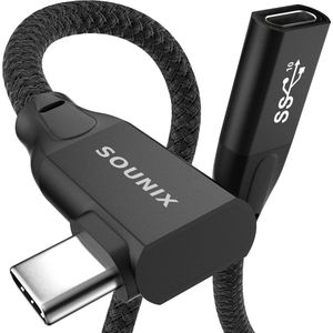 Sounix USB C 3.2 Verlengkabel - 10Gbps USB type C kabel - 4K@60Hz - Gecertificeerd - Female naar Male adapter - 2 Meter