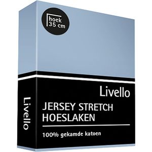 Livello (topper) Hoeslaken Jersey Dusty Blue 140x200