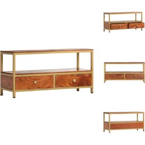 vidaXL Dressoir - Acaciahout en IJzer - Bruin/Brons - 90x30x45 cm - Keukenkast