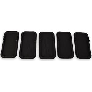 Zwarte Kunststof Anti Slipmat Set - 5-Stuks - Handige Dashboard Grip Matjes voor Auto & Bureau - Betrouwbare Oplossing voor Smartphone, Munten en Meer - Compact en Lichtgewicht - 10.5cm x 18.5c