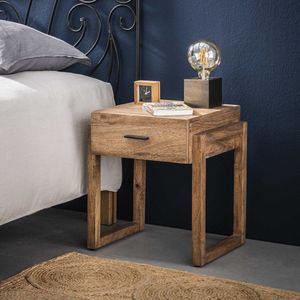 Nachtkastje Gobi | 1 lade | bruin | hout | 45 x 40 x 50 cm | hal / woonkamer | modern / sfeervol design