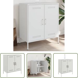 The Living Store Dressoir 68x39x79 cm staal wit - Dressoir - Industrieel Design - Metalen Dressoir - Staaldressoir - Opbergkast