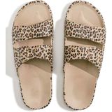 Freedom Moses Slippers Wild Cat Sands Ecru met Panter print - Maat 34-35