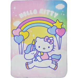 Hello Kitty Deken Polar Meisjes 140 X 100 Cm Fleece Wit/roze