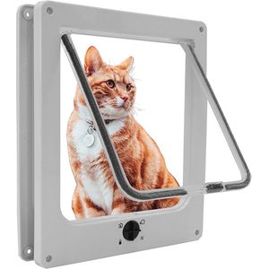 IVOL Kattenluik met Tunnel 19 x 22 x 5,5 cm - Wit - 4 vergrendelingsstanden