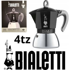 Bialetti New Moka Induction, 4 tz, 4 kops, Percolator, zwart, Inductiegeschikt, 150 ml.