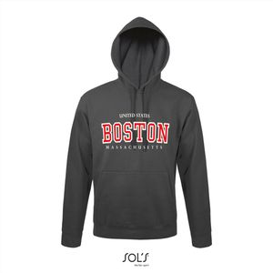 Hoodie 3-201 Boston Massachusetts rood - Zwart, L