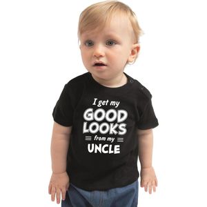 I get my good looks from my uncle cadeau t-shirt zwart voor baby - unisex - jongens / meisjes 62