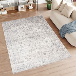 Tapiso Feyruz Vloerkleed Licht Grijs Gebloemd Woonkamer Slaapkamer Tapijt Maat- 120x170