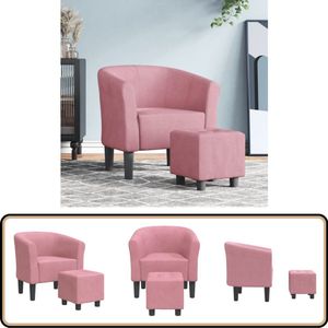 vidaXL Kuipstoel met voetenbank - Fluweel - Roze Kuipstoel - Kuipstoelen - Fauteuil - Relaxfauteuil