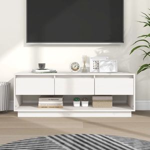 vidaXL Zwevend TV-meubel - Grenen - 110.5 x 34 x 40 cm - Wit - Kast