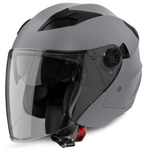 VINZ Calobra Jethelm met Zonnevizier | Scooterhelm & Motorhelm & Brommerhelm | ECE 22.06 goedgekeurd | Lichtgewicht 1300 gram | Inclusief Opbergzak | Mat Titanium - S