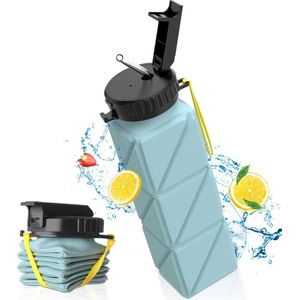 Inovra ® Opvouwbare Siliconen Waterfles voor Avontuurlijke Reizen en Outdoor Activiteiten, 620 ml, Blauw