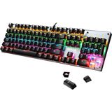 Mechanisch Gamingtoetsenbord met RGB Achtergrondverlichting en Waterdicht Ontwerp - 104 Toetsen, Ergonomisch, Voor PC/Mac