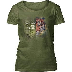 Ladies T-shirt Protect Tiger Green S