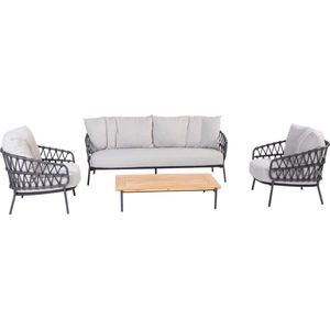 4 Seasons Outdoor - Calpi - Loungeset - Grijs - Rope - Inclusief Salontafel
