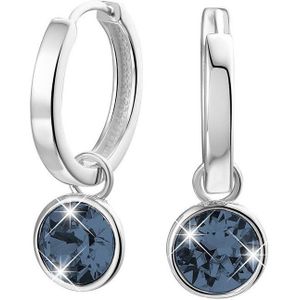 Lucardi Dames Oorbellen met blauwe kristal - Oorbellen - Cadeau - Echt Zilver - Zilverkleurig