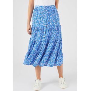 Damart - Rok met volants pure viscose - Dames - Blauw - 46