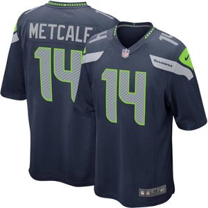 Nike Seattle Seahawks Home Game Jersey - Maat M - Metcalf 14 - Navy - NFL - American Football Shirt - Football Jersey Heren