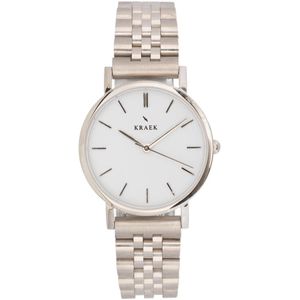 KRAEK Amber Zilver Wit 32 mm | Dames Horloge | Stalen horlogebandje | Schakelbandje | Minimaal Design | Solis collectie