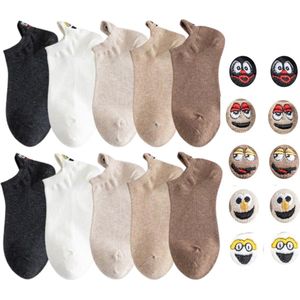 Smiling Socks® Antislip Sokken - Leuke sokken - 10-Pack - Unisex - Maat 35-43 - Huissokken - Katoen - Basic Kleuren - Cadeau voor hem