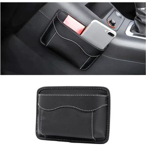 Mini-organizer voor autostoel van leer met zijvak voor documenten, mappen, telefoon, sleutels en munten (zwart)