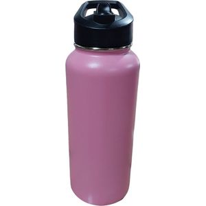 Waterfles - Drinkfles 1 liter, 32oz - BPA & Lekvrij - Dubbelwandig roestvrij staal drinkflessen- Drinkfles volwassenen - Roze