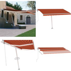 vidaXL Luifel automatisch met LED windsensor 400x300 cm oranje bruin - Uitschuifbare Luifel - Uitschuifbare Luifels - Uittrekbare Luifel - Uittrekbare Luifels