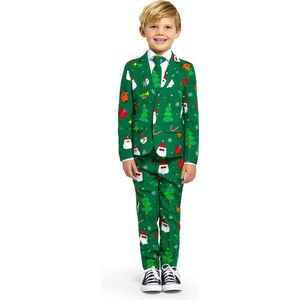 OppoSuits Kids Festivity Green - Jongens Pak - Kerst Pak - Groen - Maat: EU 98/104 - 4 Jaar