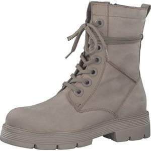MARCO TOZZI MT Leather upper and Feel Me insole Dames Lace Boot Flat - TAUPE NUBUCK - Maat 38