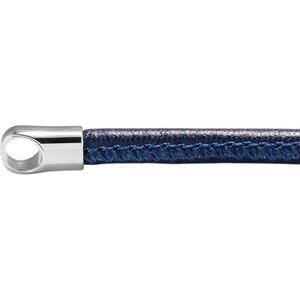 Quiges Leren Ketting Blauw zonder Sluiting Clipring voor Hangers - RVS - Dames - 90cm - EPK091