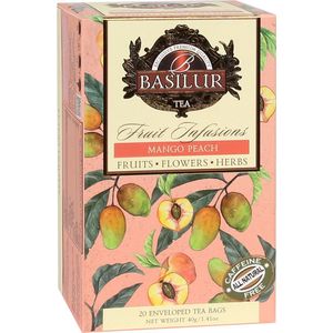 BASILUR Fruit Infusions - Cafeïnevrije vruchtenthee met natuurlijke perzik-, mango- en citrussmaken, in builtjes van 20 x 2 g