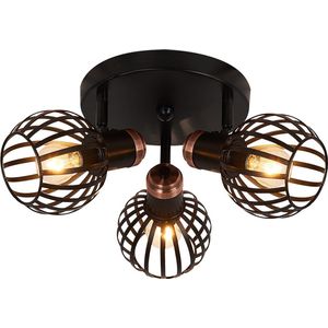 Janeiro plafond licht 3x E14 zwart / brons
