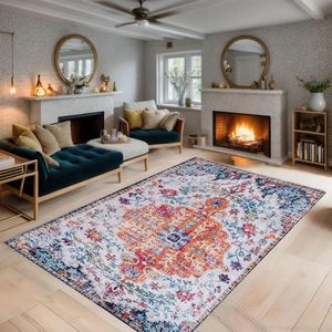 Vloerkleed, woonkamer, thuis, woonkamer, eetkamer, shaggy tapijt, woonkamer, tapijt, boho-tapijt in oosterse stijl - laagpolig tapijt (designer B, 60 x 90 cm)