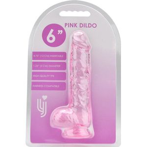 Power Escorts - 6 Inch Pink Realistic Dildo With Balls and Suction Cup - Length 16.5 CM - N12302