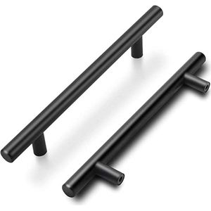 goldenwarm 15 stuks handgrepen 160 mm gatafstand - zwart keukenkast deurgrepen kast trekken LS201BK160 T stanggreep holle roestvrij stalen meubelgrepen railgreep inclusief schroeven