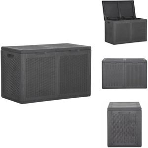 vidaXL Opbergdoos - Opbergdozen - Tuin Opbergdoos - Tuin Opbergdozen - Tuinbox 180 L PP rattan zwart