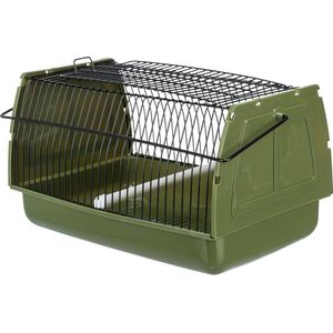 Vogel transportbox - 22 x 14 x 15 cm - Groen - Draaggreep - Uitneembare zitstang Reismand Kat