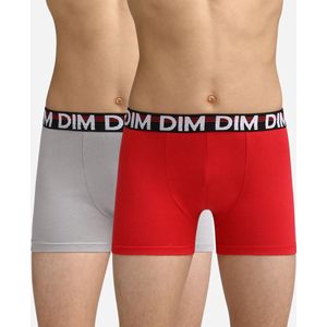 DIM Ecodim Classic - Onderbroeken Jongens - Boxershort - 2 Stuks - Maat 10 Jaar - Rood/Grijs