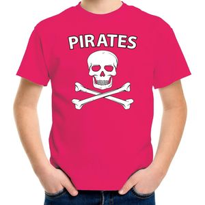 Fout piraten shirt / foute party verkleed shirt roze voor jongens en meisjes - Foute party piraten kostuum kinderen - Verkleedkleding 158/164