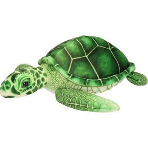 Pluche groene zeeschildpad knuffel 25 cm - Schildpadden zeedieren knuffels - Speelgoed voor kinderen