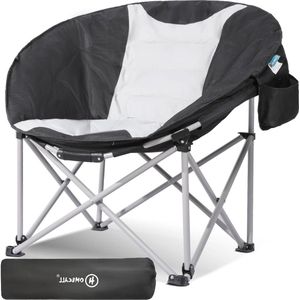 Opvouwbare kinderstoel 600D polyester zwart crèmewit - XXL formaat camping